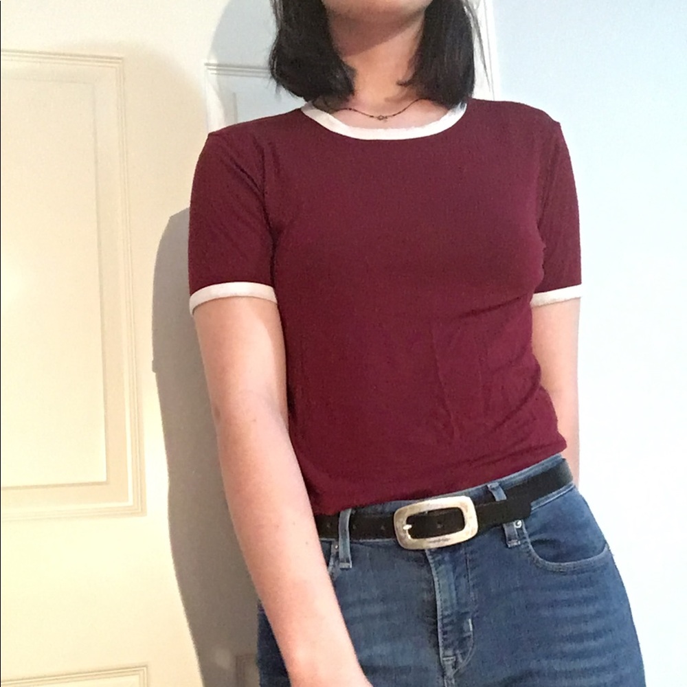 Maroon top